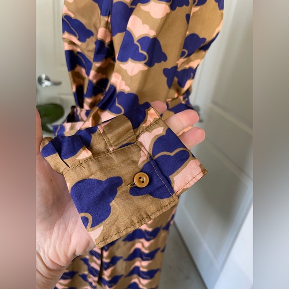ACNE Studios Alloy Cloud Print silk dress button down with pockets! Size M - Picture 12 of 16